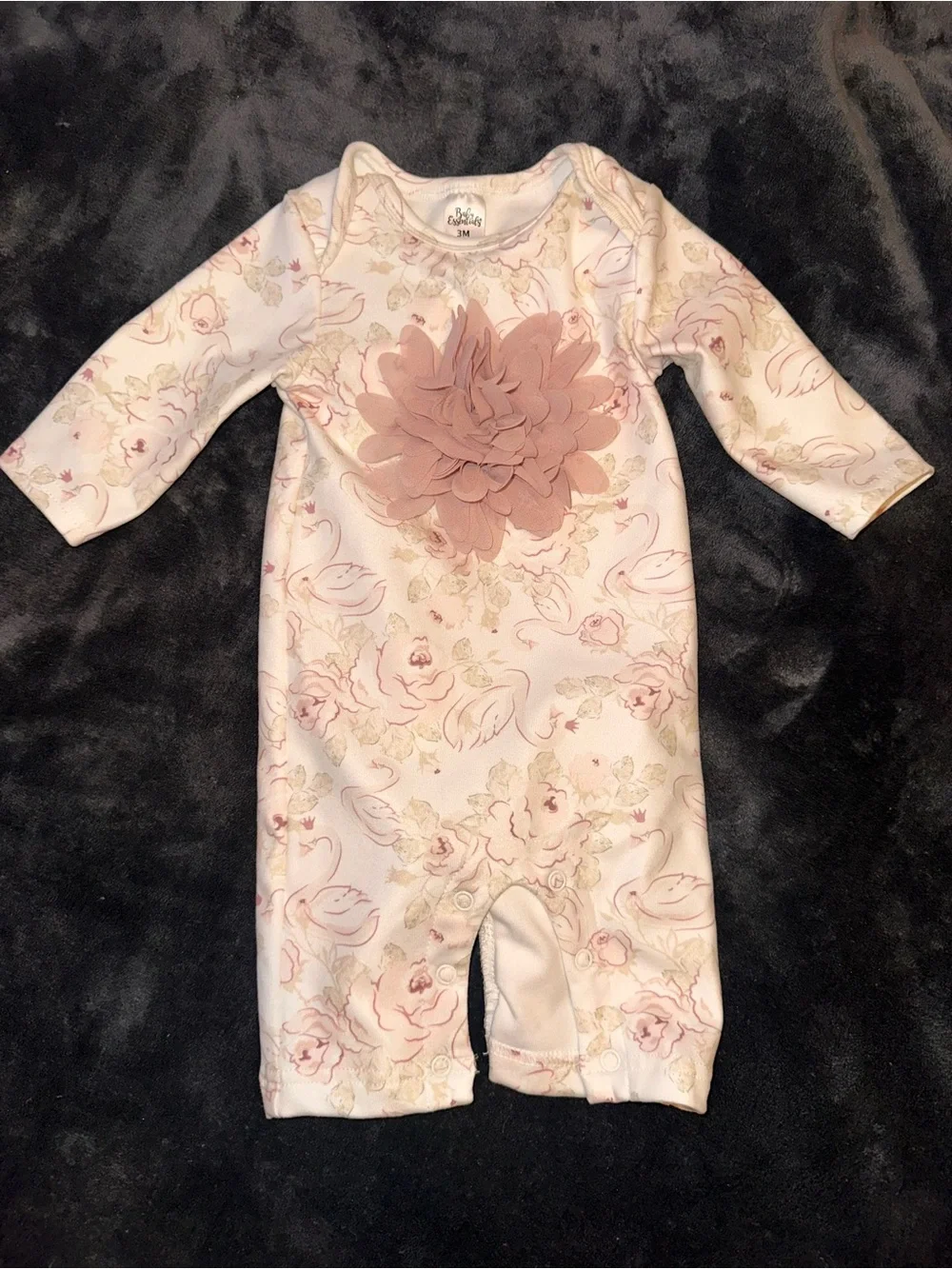 Baby Essentials Pink Floral One-Piece with Layered Center Flower